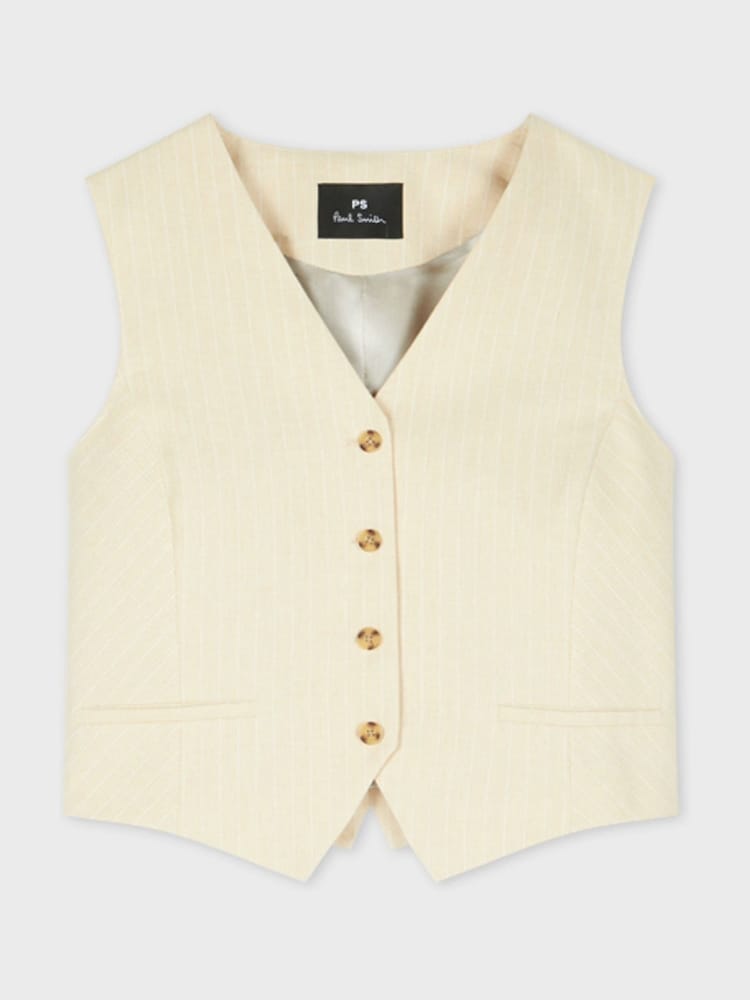PS Paul Smith Yellow Pinstripe Vest Waistcoat - Image 1 of 2