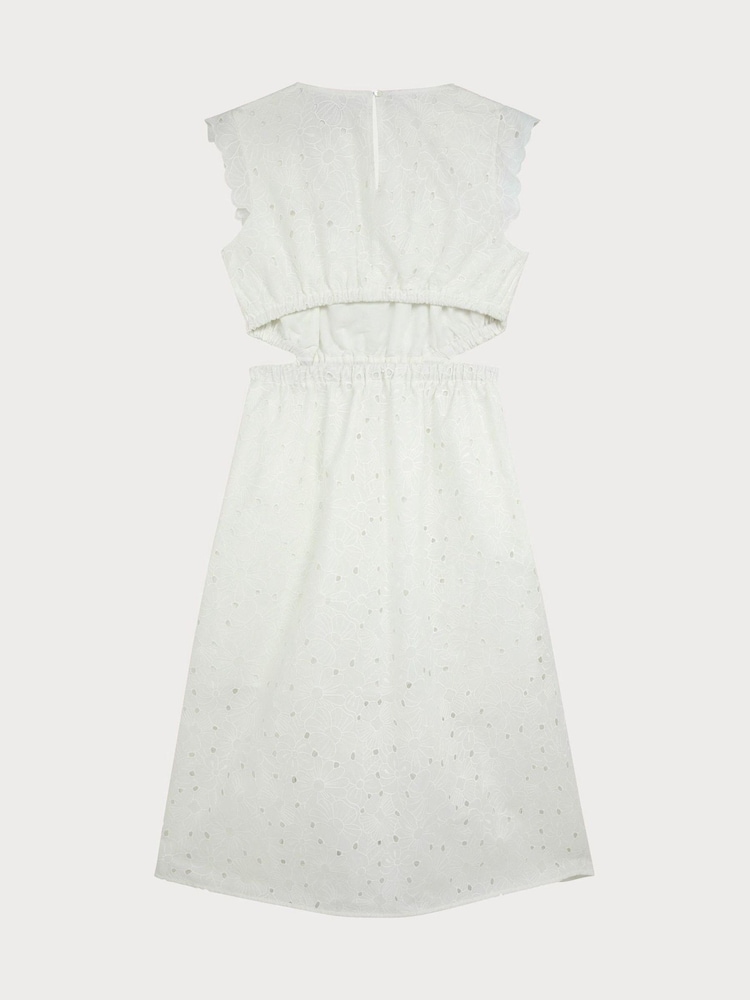 PS Paul Smith Broderie Detail Midi White Dress - Image 2 of 3