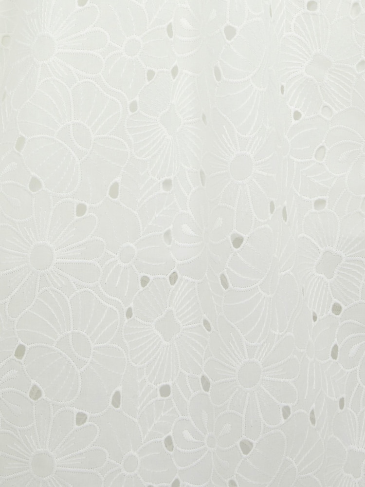 PS Paul Smith Broderie Detail Midi White Dress - Image 3 of 3