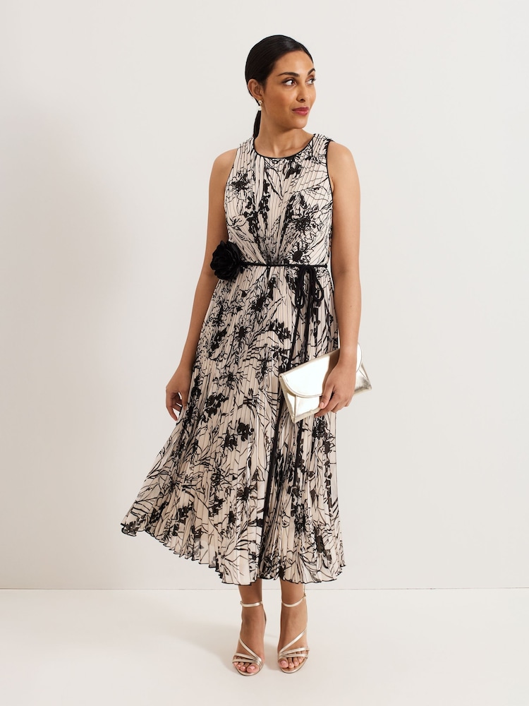 Phase Eight Black Petite Sandra Printed Dress - Image 1 of 6