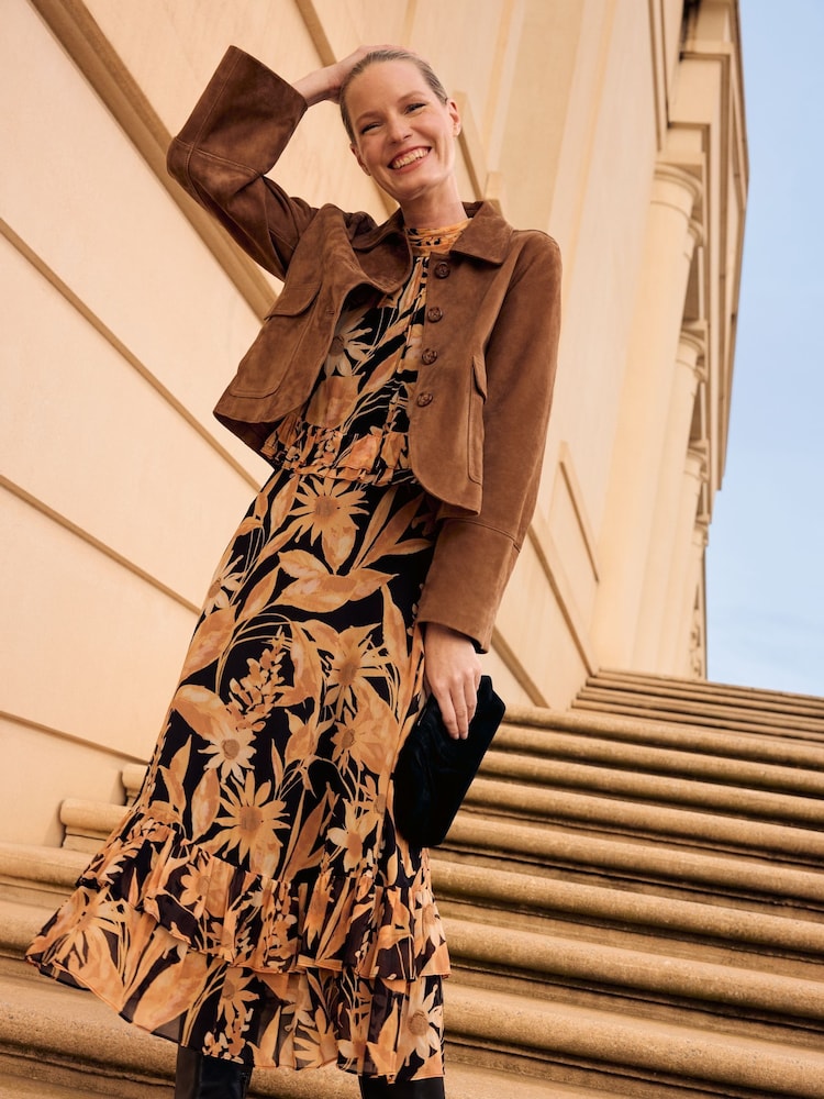 Phase Eight Black Alma Printed Dress - Image 1 of 8