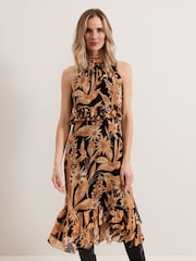 Phase Eight Black Alma Printed Dress - Image 4 of 8