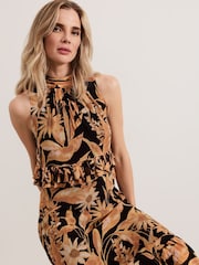 Phase Eight Black Alma Printed Dress - Image 7 of 8