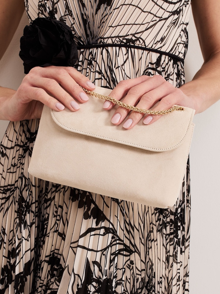 Phase Eight Natural Suede Chain Clutch Bag - Image 7 of 7