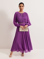 Phase Eight Purple Petite Amal Pleated Dress - Image 1 of 6