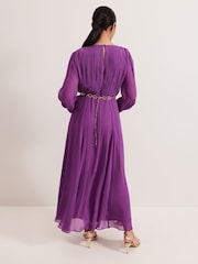 Phase Eight Purple Petite Amal Pleated Dress - Image 2 of 6