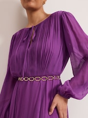Phase Eight Purple Petite Amal Pleated Dress - Image 5 of 6