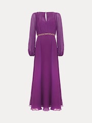 Phase Eight Purple Petite Amal Pleated Dress - Image 6 of 6