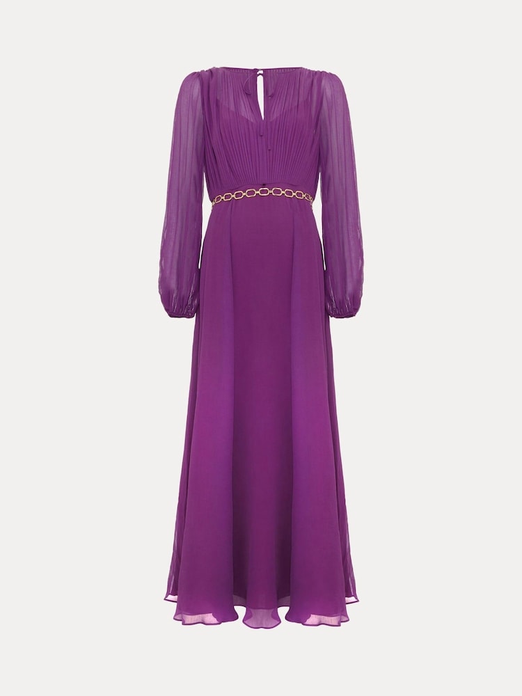 Phase Eight Purple Petite Amal Pleated Dress - Image 6 of 6