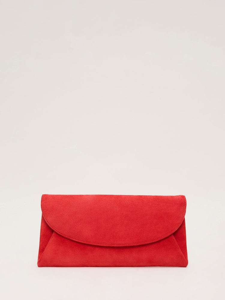 Phase Eight Red Suede Clutch Bag - Image 1 of 7