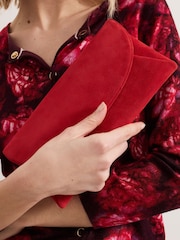Phase Eight Red Suede Clutch Bag - Image 7 of 7