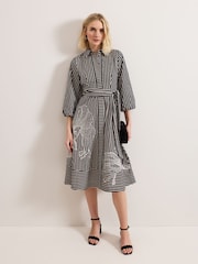 Phase Eight Black Corina Stripe Dress - Image 2 of 8