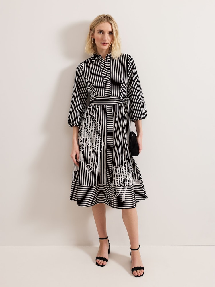Phase Eight Black Corina Stripe Dress - Image 2 of 8