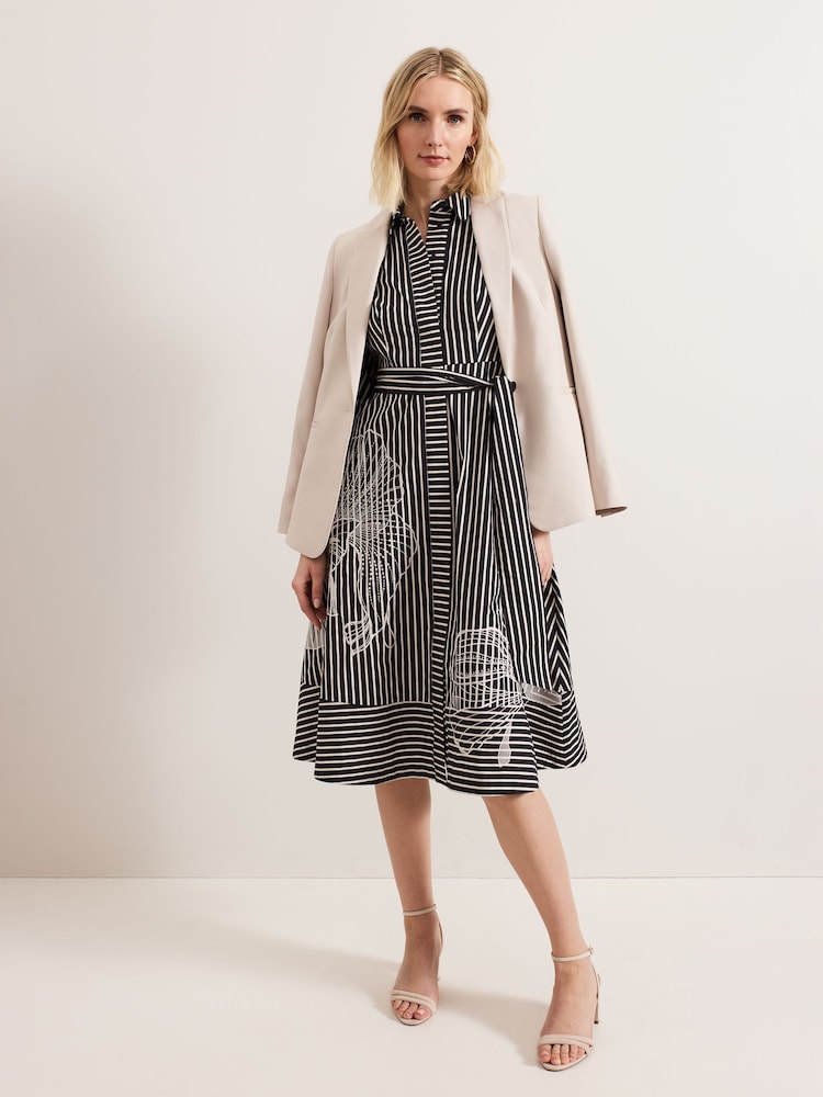 Phase Eight Black Corina Stripe Dress - Image 4 of 8