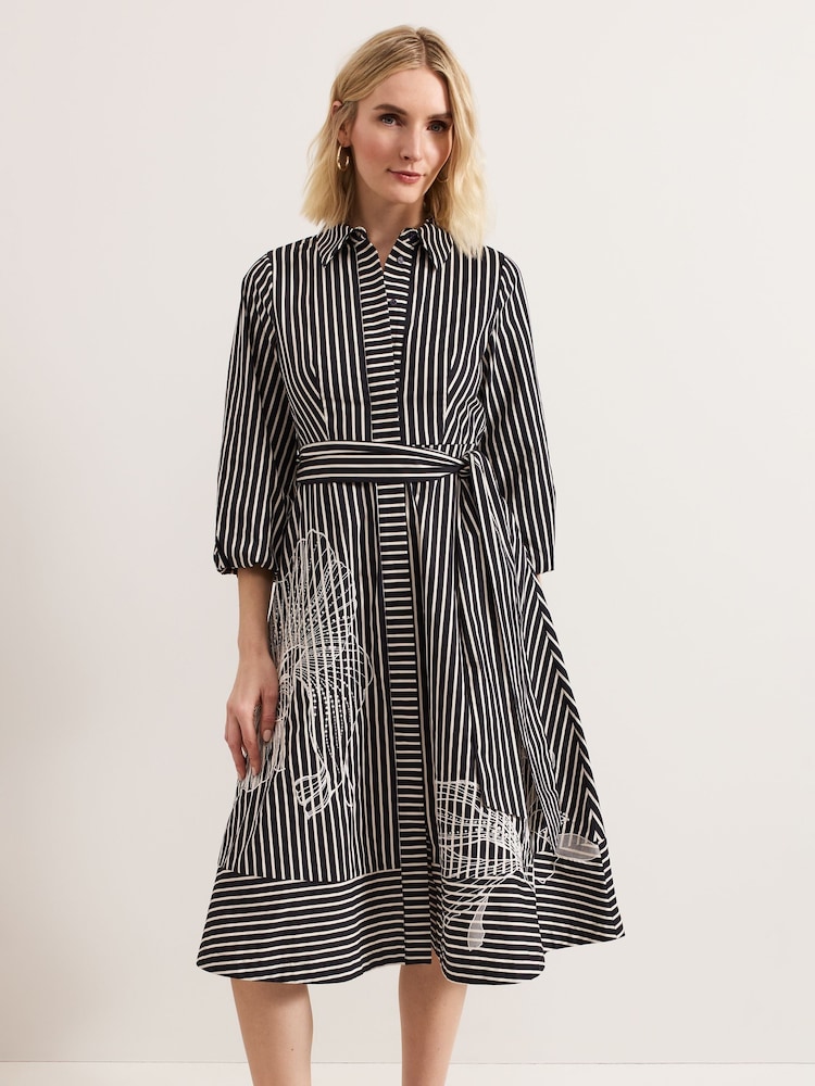 Phase Eight Black Corina Stripe Dress - Image 5 of 8