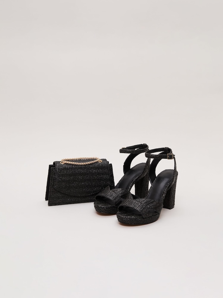 Phase Eight Black Raffia Clutch Bag - Image 7 of 7