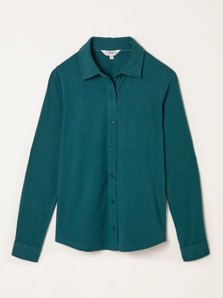 FatFace Selby Teal Blue Jersey Shirt - Image 1 of 1
