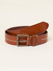 FatFace Tan Brown Stitch Detail Leather Belt - Image 1 of 2