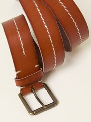 FatFace Tan Brown Stitch Detail Leather Belt - Image 2 of 2