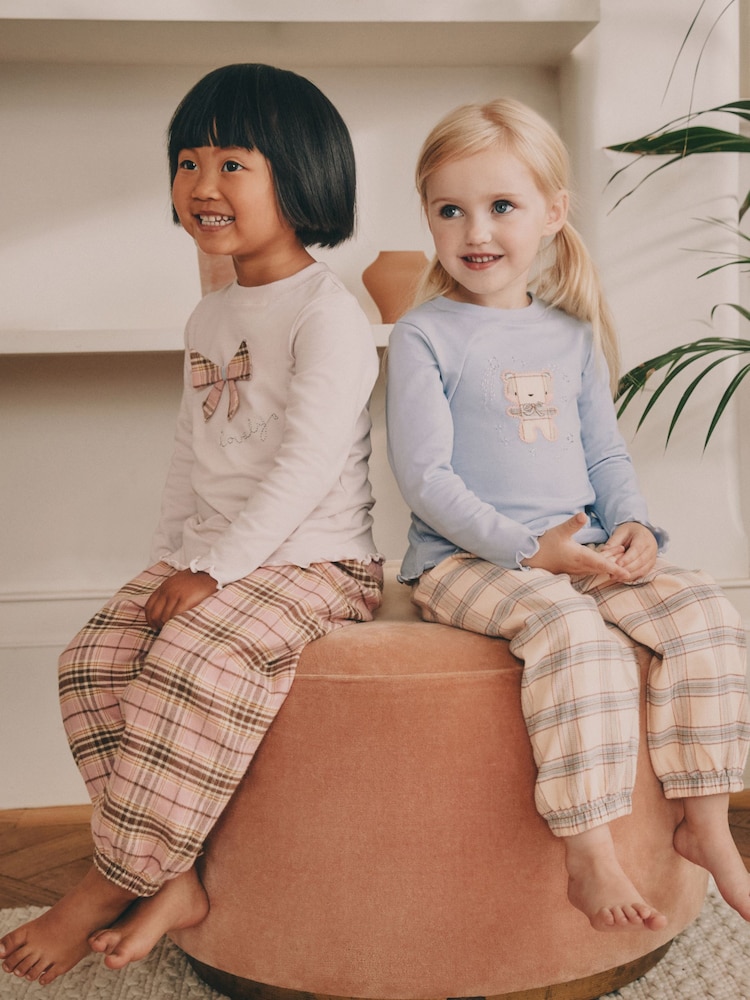 Check Bow / Bear Woven Bottoms Pyjamas 2 Pack (9mths-10yrs) - Image 2 of 9