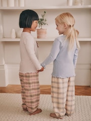 Check Bow / Bear Woven Bottoms Pyjamas 2 Pack (9mths-10yrs) - Image 3 of 9