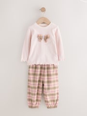Check Bow / Bear Woven Bottoms Pyjamas 2 Pack (9mths-10yrs) - Image 5 of 9