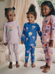 Pink / Lilac Floral Snuggle Pyjamas 3 pack (9mths-10yrs) - Image 1 of 5