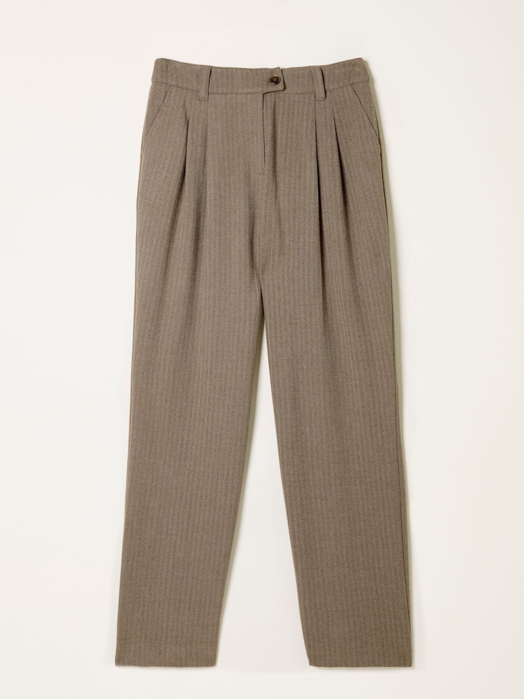FatFace Juno Dark Natural Herringbone Trousers - Image 1 of 1