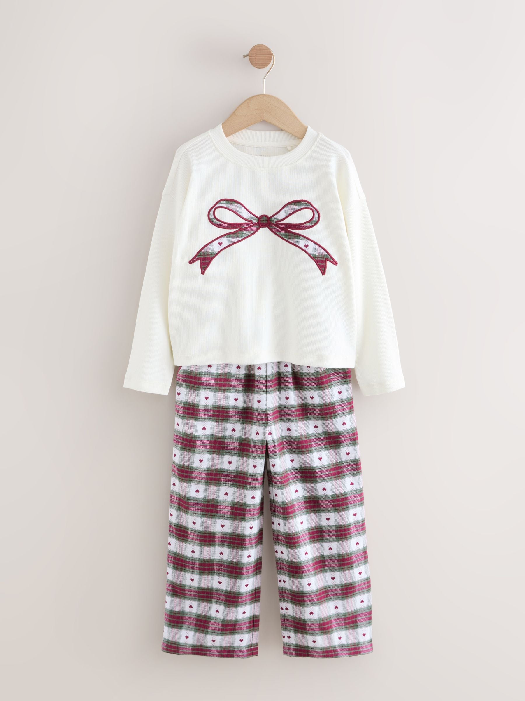 Buy Red/Green Bow Check Christmas Woven Bottom Pyjamas (2-16yrs Buy Red/Green Bow Check Christmas Woven Bottom Pyjamas (2-16yrs