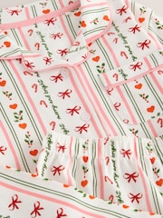 Red/Cream Bow/Candy Cane Christmas Button Through Jersey Pyjamas (3-16yrs) - Image 7 of 7