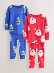 Red/Blue Santa Christmas Snuggle Pyjamas 2 Pack (9mths-12yrs) - Image 1 of 6