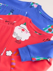 Red/Blue Santa Christmas Snuggle Pyjamas 2 Pack (9mths-12yrs) - Image 6 of 6