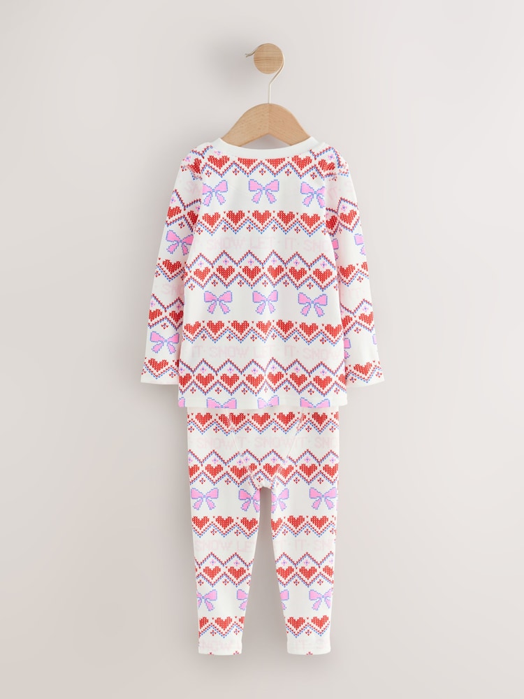 White Snow Print Christmas Pyjamas (9mths-16yrs) - Image 2 of 4
