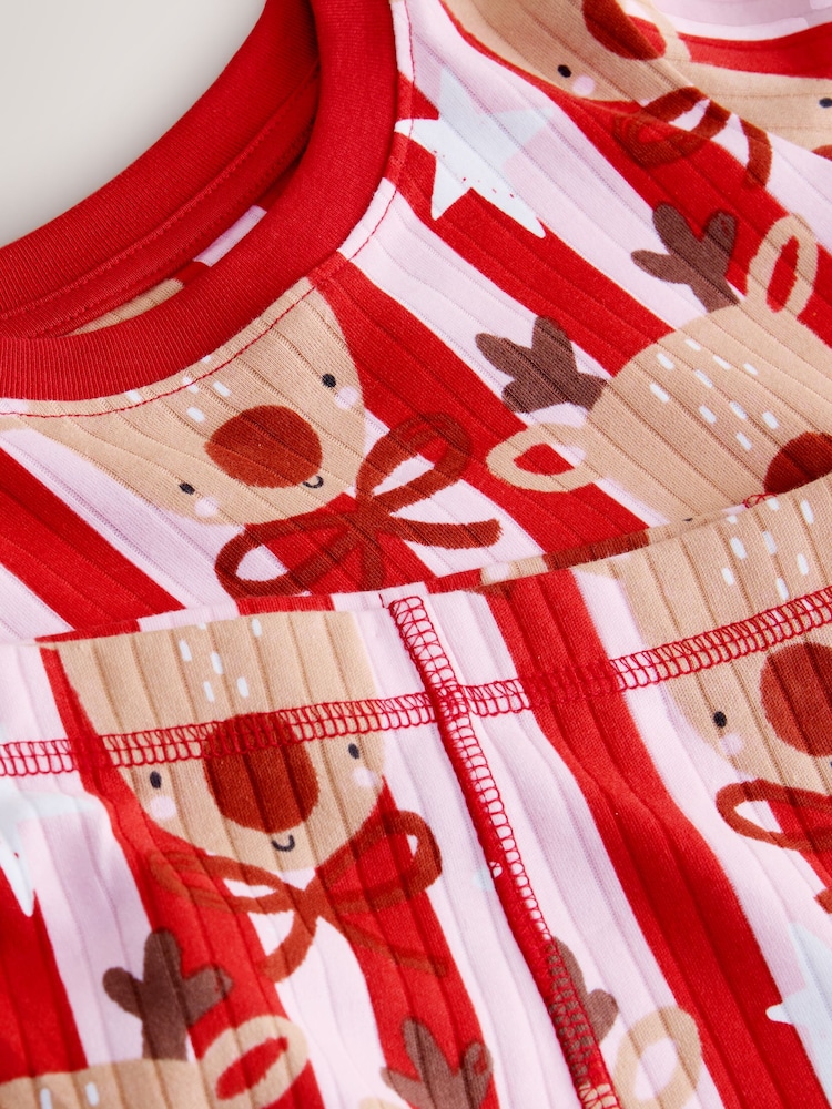Red/Pink Stripe Reindeer Christmas Pyjamas (9mths-16yrs) - Image 10 of 10