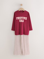 Red Stripe Christmas Yoga Pant Style Pyjamas (3-16yrs) - Image 1 of 4