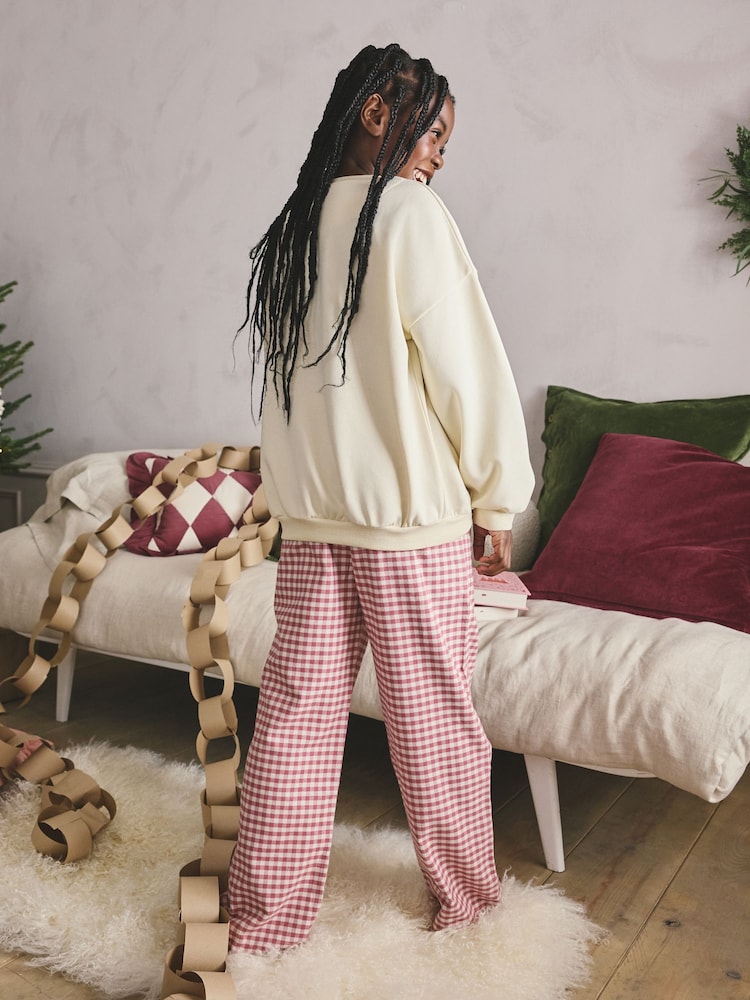 Red/Ecru Santa Sweatshirt Pyjamas (2-16yrs) - Image 2 of 8