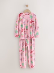 Pink Festive Christmas Cosy Fleece Pyjamas (3-16yrs) - Image 1 of 4