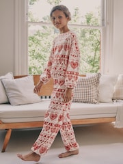 Red/Ecru Fairisle Christmas Cosy Fleece Pyjamas (3-16yrs) - Image 1 of 8