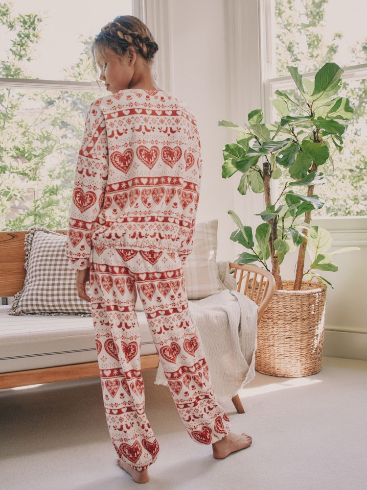 Red/Ecru Fairisle Christmas Cosy Fleece Pyjamas (3-16yrs) - Image 2 of 8