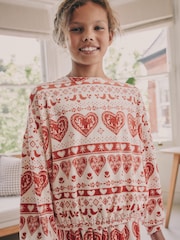 Red/Ecru Fairisle Christmas Cosy Fleece Pyjamas (3-16yrs) - Image 4 of 8