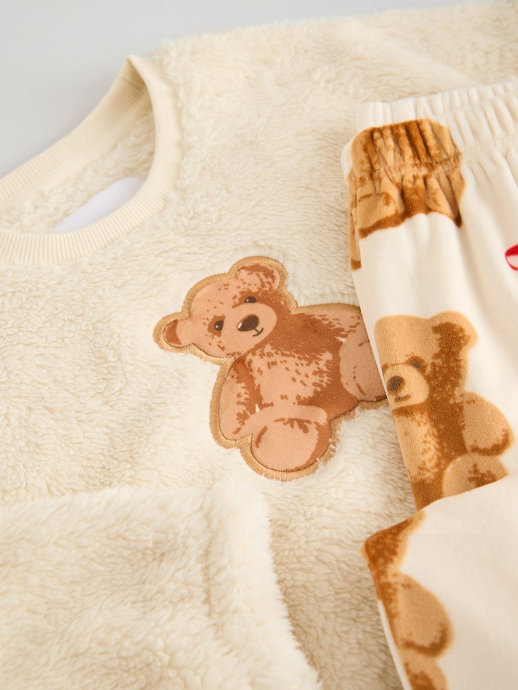 Cream Bear Applique Fleece Pyjamas Set (12mths-16yrs) - Image 3 of 3