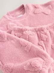 Pink Bow Fleece Jacquard Pyjamas Set  2 Piece (2-16yrs) - Image 8 of 8
