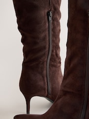 Chocolate Brown Forever Comfort® Point Toe Heel Slouch Knee High Boots - Image 4 of 5