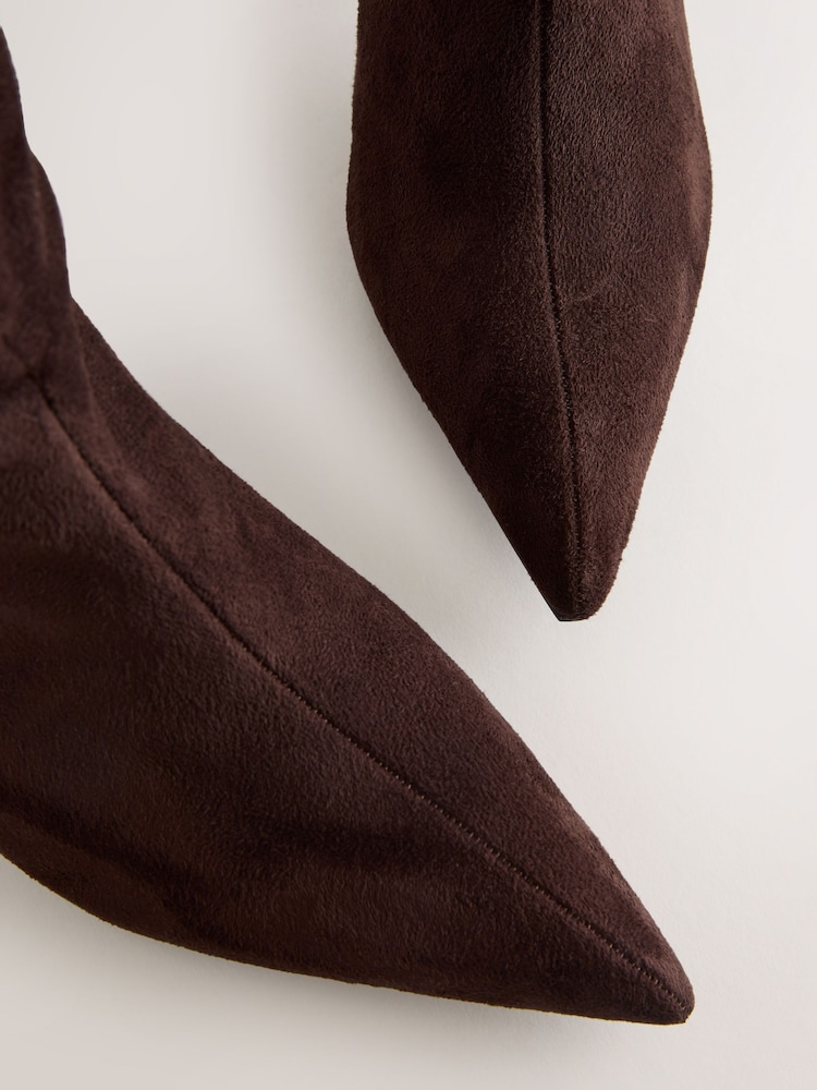Chocolate Brown Forever Comfort® Point Toe Heel Slouch Knee High Boots - Image 5 of 5