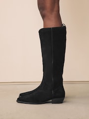 Black Suede Leather Mix - Botas Western Forever Comfort® de cano alto e contraste - Imagem 1 de 9