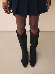 Black Suede Leather Mix - Botas Western Forever Comfort® de cano alto e contraste - Imagem 2 de 9
