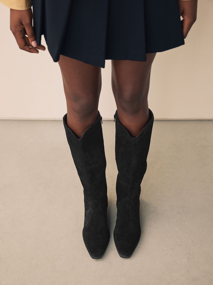 Black Suede Leather Mix - Botas Western Forever Comfort® de cano alto e contraste - Imagem 2 de 9