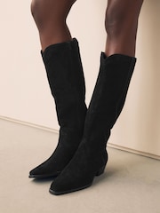 Black Suede Leather Mix - Botas Western Forever Comfort® de cano alto e contraste - Imagem 4 de 9