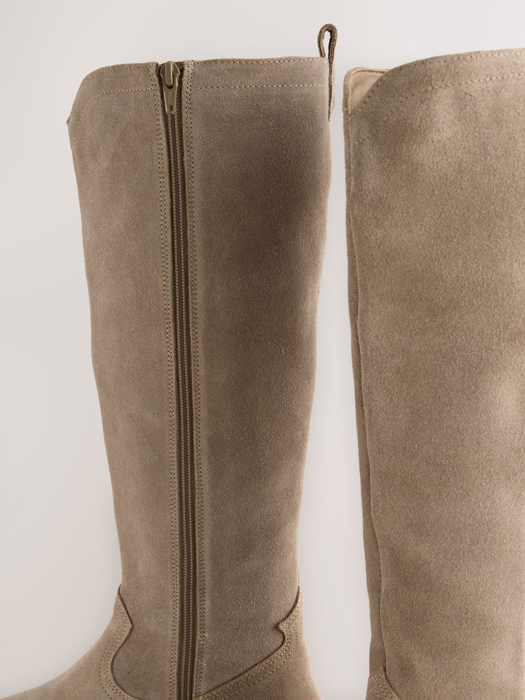 Buy Taupe Brown Suede Leather Mix Forever Comfort® Knee High