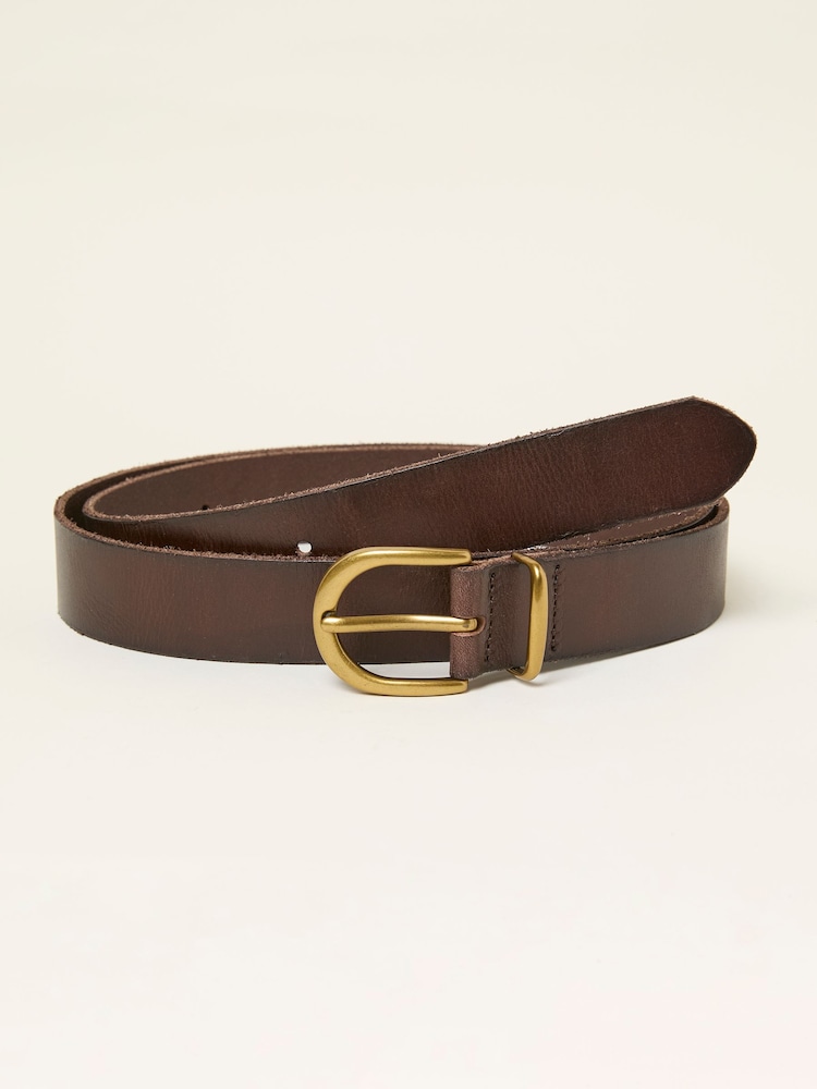 FatFace Chocolate Brown Plain Leather Belt - Image 1 of 2